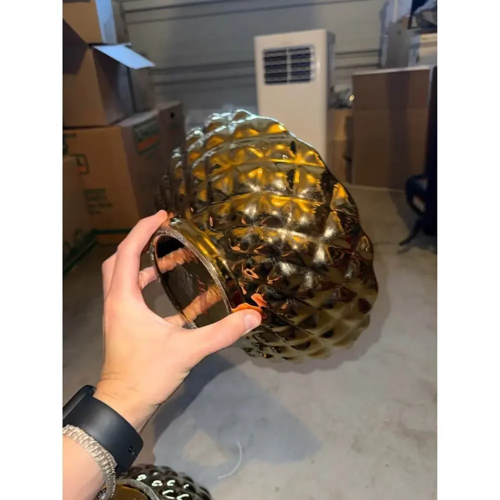 Pair of Gold Glass Diamond Pattern Bowls